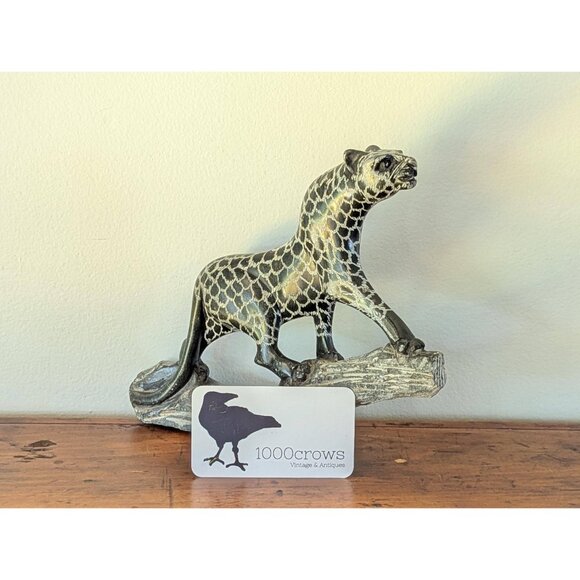 African Hand Carved Stone Leopard Jaguar sculpture 7.25" tall - Picture 10 of 11